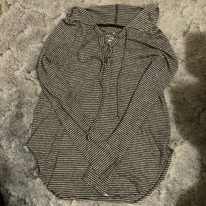 Soft and Sexy grey hooded long sleeve shirt